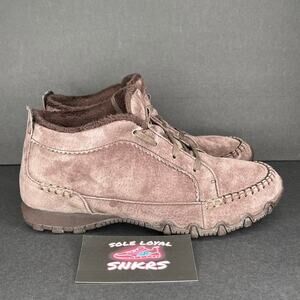 Skechers Women's Sz 6.5 Bikers- Lineage Suede Lace Up Brown Chukka Boots SN44706